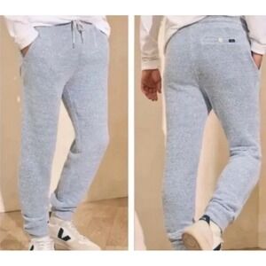 Faherty Men Large Light Blue Herringbone Knit Jogger Coastal Jogger relaxed Fit